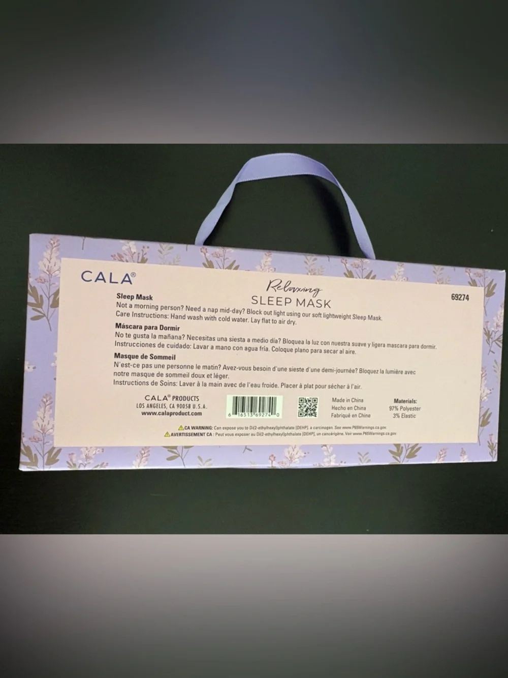CALA Relaxing Lavender-Infused White Sleep Mask